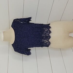 LULU'S xs navy blue lace blouse lined